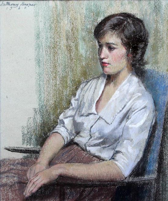 Anthony Harper Portrait of a seated lady, 17 x 15in.
